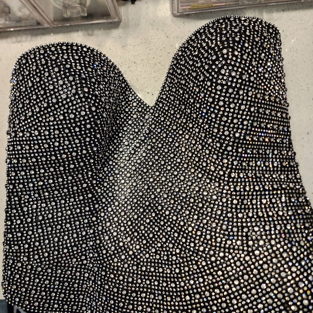 Black Rhinestone Bustier Top